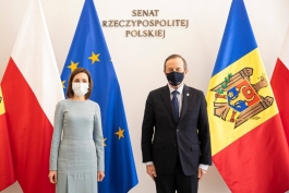 Президент Майя Санду обсудила с Председателем Сената Польши Томашем Гродзким укрепление молдо-польских отношений на уровне местных публичных властей