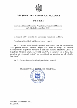 Angela Erizanu este consilier prezidențial în domeniul culturii și al relațiilor interetnice