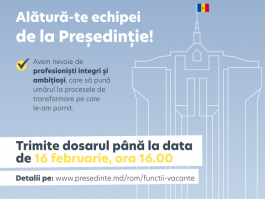 Președinția anunță concurs de angajare pentru mai multe funcții vacante