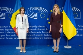 Președinta Maia Sandu a avut o întrevedere cu Roberta Metsola, Președinta Parlamentului European