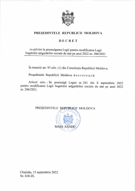 Președinta Maia Sandu a promulgat legile care prevăd noi măsuri de sprijin pentru cetățeni, al căror scop este compensarea creșterii prețurilor