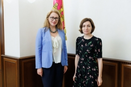 Șefa statului s-a întâlnit cu Ambasadoarea Estoniei în Moldova, Ingrid Kressel Vinciguerra, la încheierea mandatului său