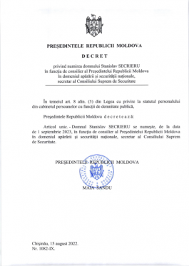 Președinta Maia Sandu a făcut modificări în componența cabinetului său