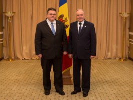 Președintele Nicolae Timofti a avut o întrevedere cu ministrul Afacerilor Externe al Lituaniei, Linas Linkevicius